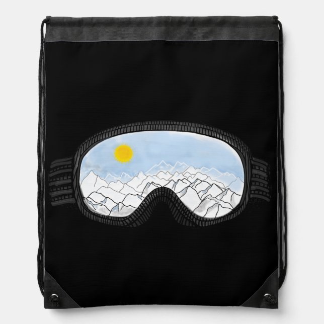 Ski Goggles Mountain View Illustration   Drawstring Bag (Front)