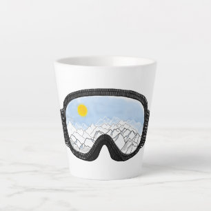 Ski Goggles Mountain View Illustration  Latte Mug