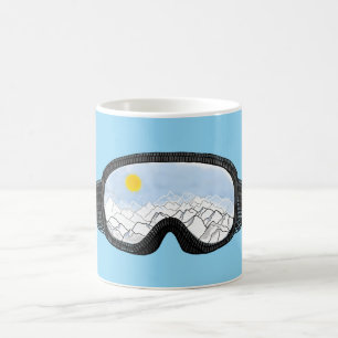 Ski Goggles Mountain View Illustration Light Blue  Coffee Mug