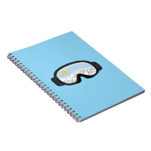 Ski Goggles Mountain View Illustration Light Blue Notebook