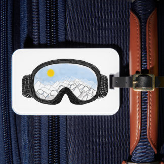 Ski Goggles Mountain View Illustration Luggage Tag