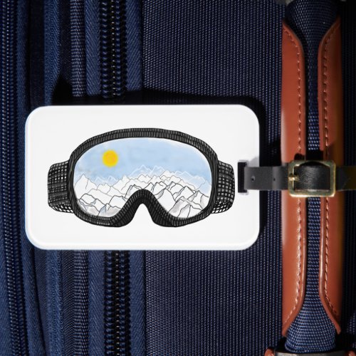 Ski Goggles Mountain View Illustration   Luggage Tag