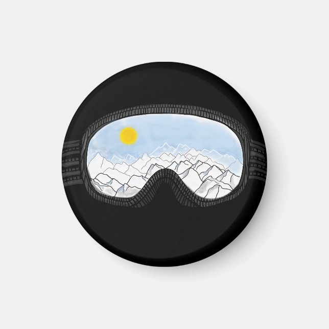 Ski Goggles Mountain View Illustration  Magnet (Front)