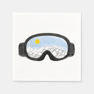 Ski Goggles Mountain View Illustration Napkins
