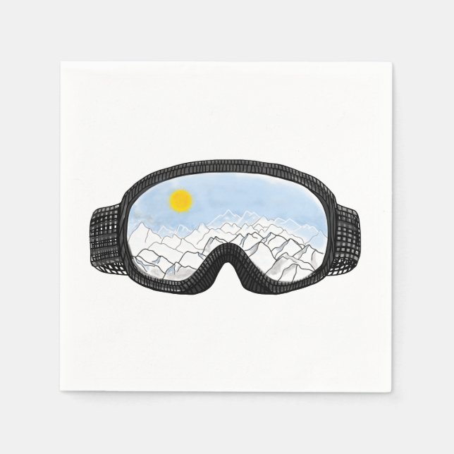 Ski Goggles Mountain View Illustration  Napkins (Front)