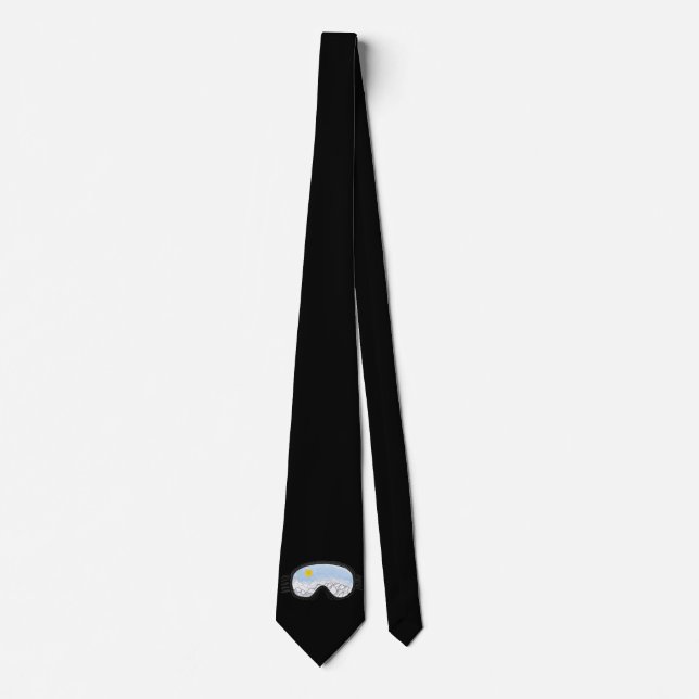Ski Goggles Mountain View Illustration  Neck Tie (Front)