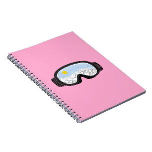 Ski Goggles Mountain View Illustration Pink Notebook