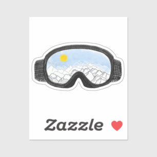 Ski Goggles Mountain View Illustration Sticker