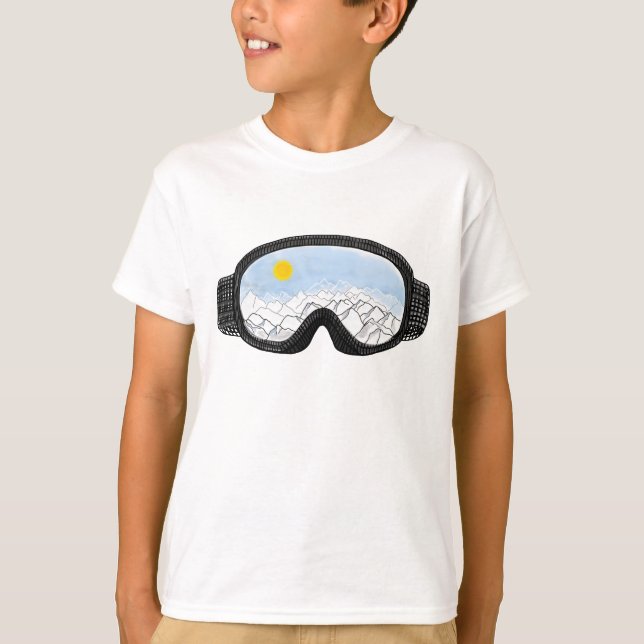 Ski Goggles Mountain View Illustration  T-Shirt (Front)