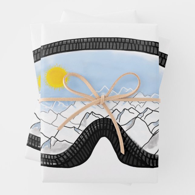 Ski Goggles Mountain View Illustration   Wrapping Paper Sheets (In situ)