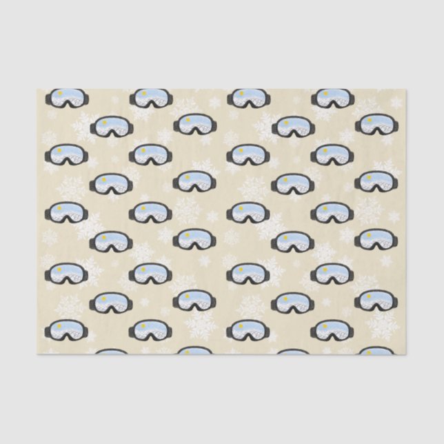 Ski Goggles Mountain View Snowflakes Off White   Tissue Paper (Front)