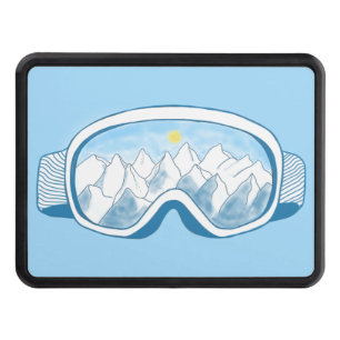 Ski Goggles & Mountains Illustration Hitch Cover
