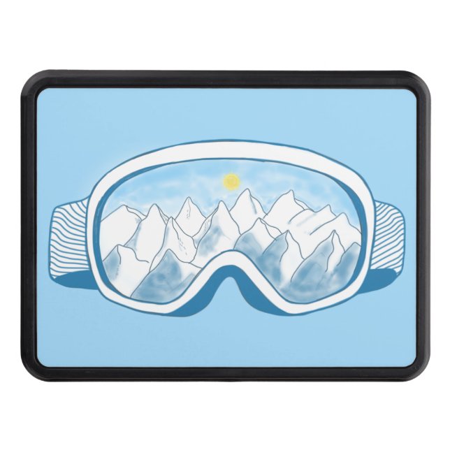 Ski Goggles & Mountains Illustration   Hitch Cover (Front)