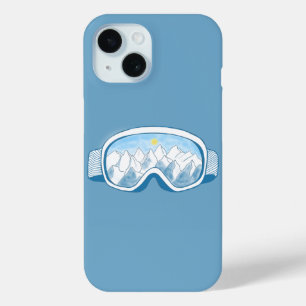 Ski Goggles Mountains Reflections Illustration  iPhone 15 Case