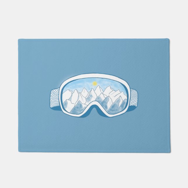 Ski Goggles Mountains Reflections Illustration  Doormat (Front)