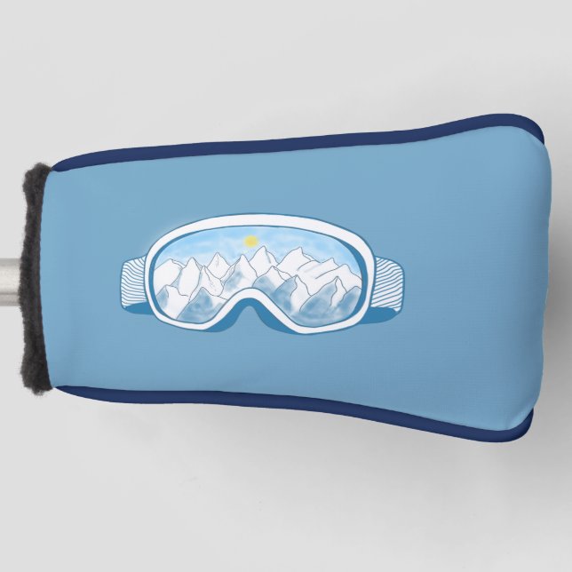 Ski Goggles Mountains Reflections Illustration  Golf Head Cover (Front)