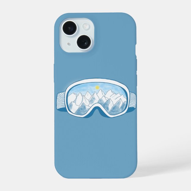 Ski Goggles Mountains Reflections Illustration  Iphone Case (Back)