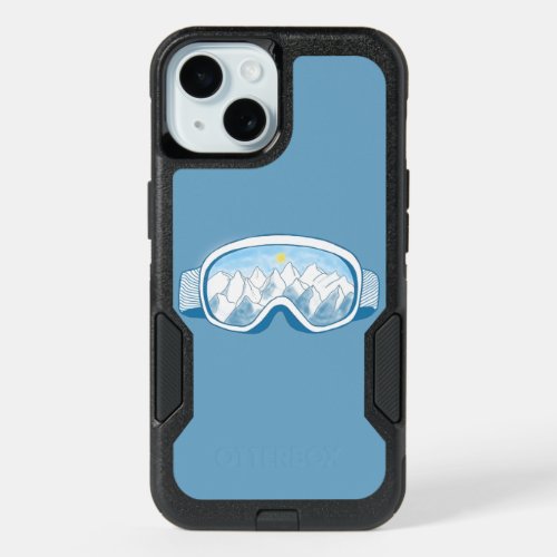 Ski Goggles Mountains Reflections Illustration  iPhone 15 Case