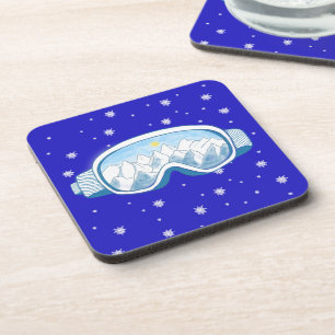 Ski Goggles Snowflake Dance Beverage Coaster