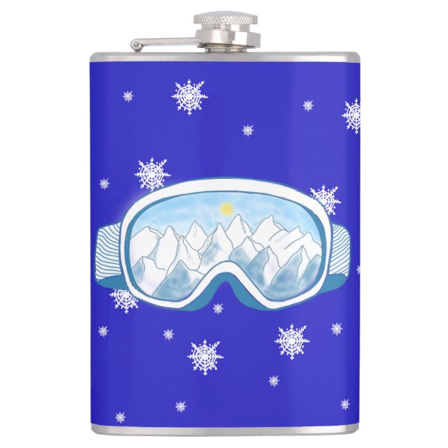 Ski Goggles Snowflake Dance   Flask (Front)