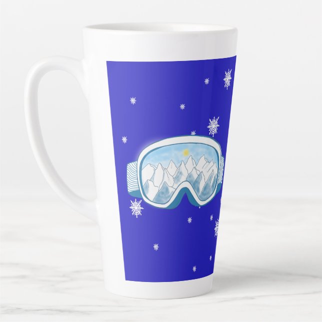 Ski Goggles Snowflake Dance Latte Mug (Left)