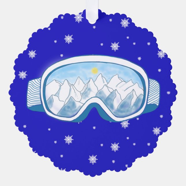 Ski Goggles Snowflake Dance   Ornament Card (Front)