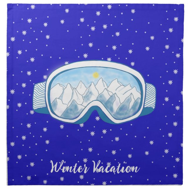 Ski Goggles Snowflake Dance Personalized Cloth Napkin (Front)