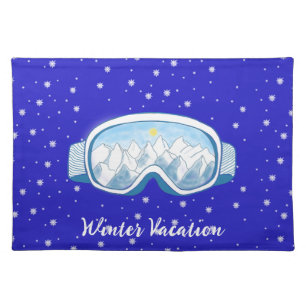 Ski Goggles Snowflake Dance Personalized Cloth Placemat