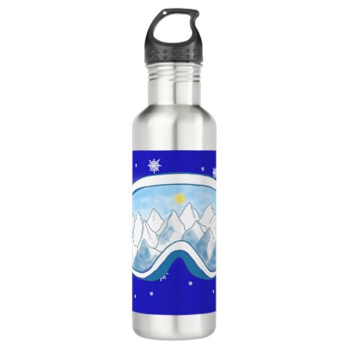 Ski Goggles Snowflake Dance   Stainless Steel Water Bottle