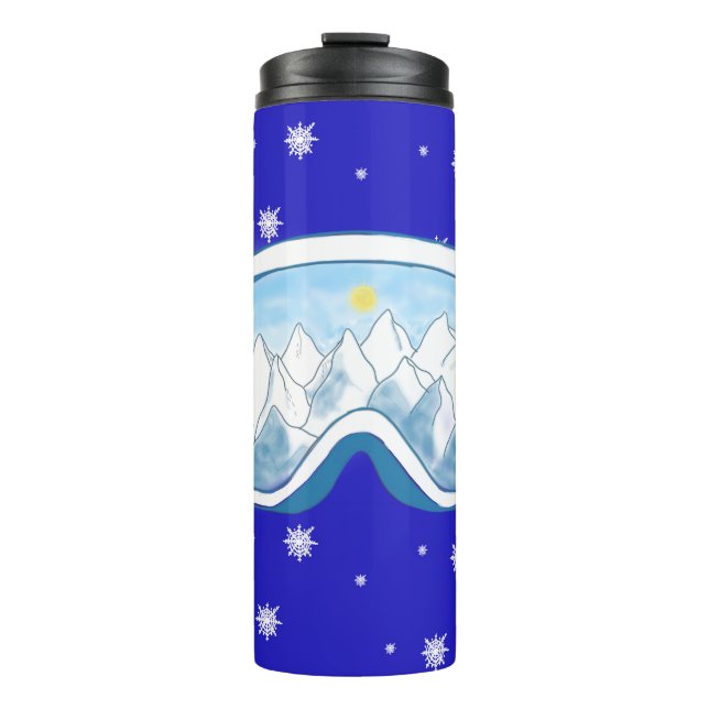 Ski Goggles Snowflake Dance   Thermal Tumbler (Front)