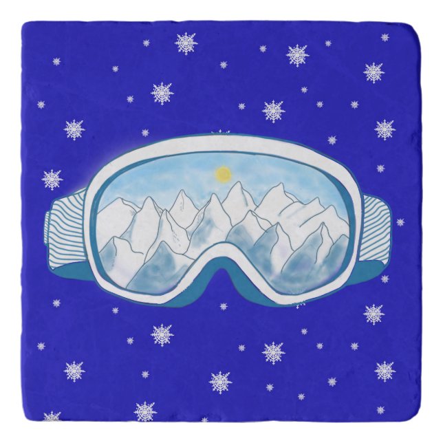 Ski Goggles Snowflake Dance   Trivet (Front)
