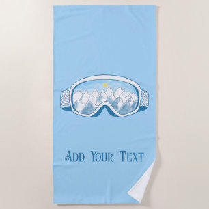 Ski Goggles With Alpine Reflections Personalized Beach Towel