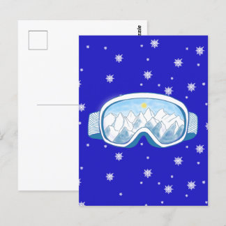 Ski Goggles with mountain reflection Postcard