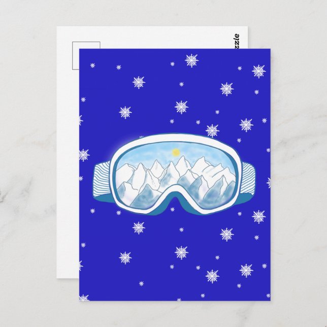 Ski Goggles with mountain reflection Postcard (Front/Back)