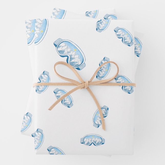 Ski Goggles with mountain reflection Wrapping Paper Sheets (In situ)