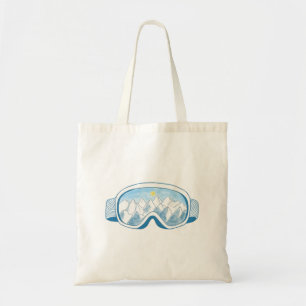Ski Goggles With Reflection of Mountains Tote Bag
