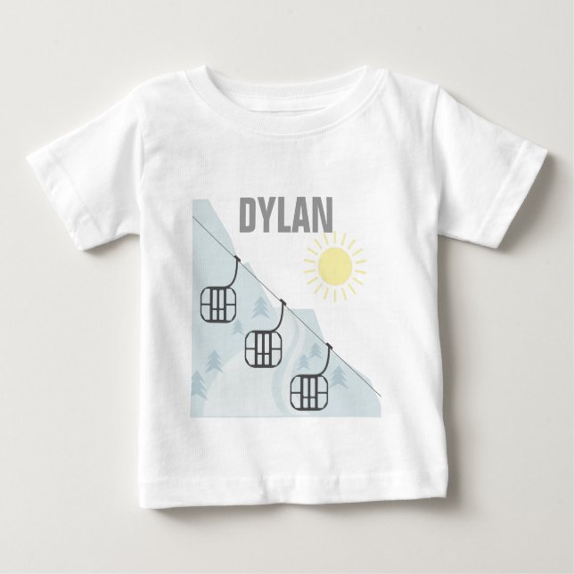 Ski Gondola Personnalised Baby T-Shirt (Front)