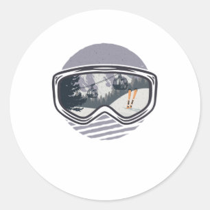 Ski Googles Lift Skier Skiing Winter Sports Gift Classic Round Sticker