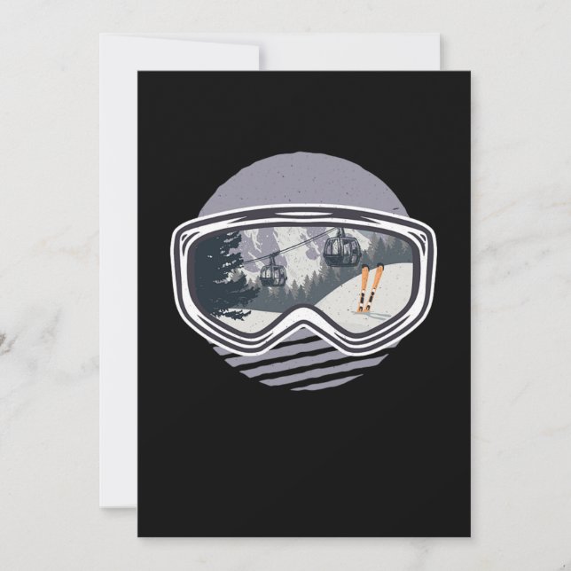 Ski Googles Lift Skier Skiing Winter Sports Gift Invitation (Front)