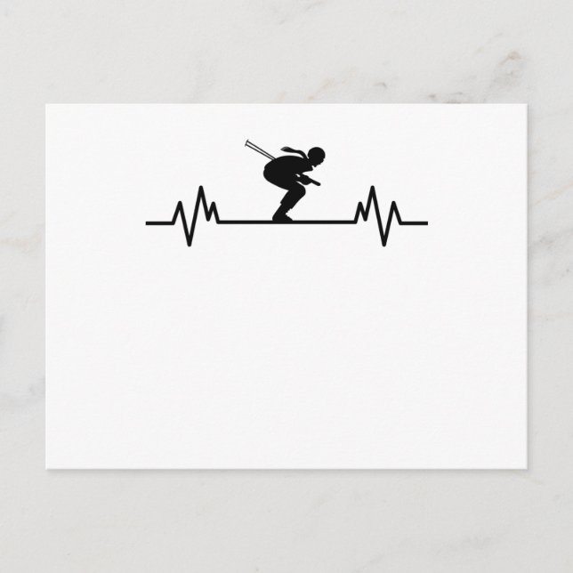 Ski Heartbeat Skiing Fun Winter Sports Slopes Gift Postcard (Front)