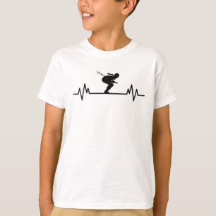 Ski Heartbeat Skiing Fun Winter Sports Slopes Gift T-Shirt