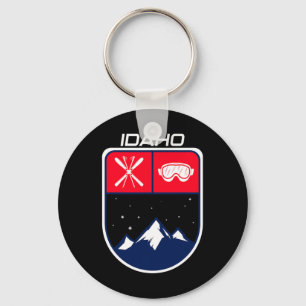 Ski Idaho Mountain Skiing Trail Skier Goggle Pole  Keychain