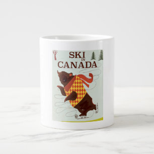 Ski in Canada vintage travel poster Large Coffee Mug
