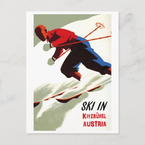 Ski in Kitzbuhel Austria Postcard