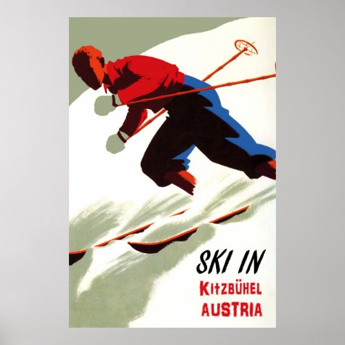 Ski in Kitzbuhel Austria Poster