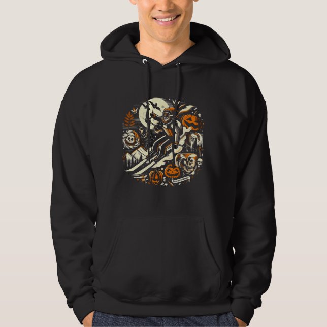 Ski in slope with halloween  hoodie (Front)