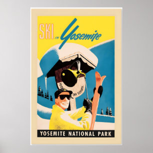 Ski in Yosemite National Park 1930s Classic Poster
