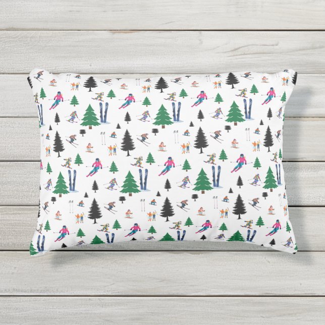Ski inspired cushion. outdoor pillow (Front)