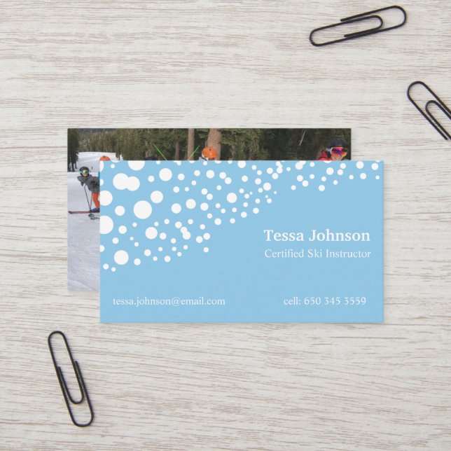 Ski instructor snow and photo business cards (Front/Back In Situ)
