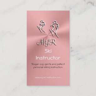 Ski Instructor with stylized skiers logo Business Card